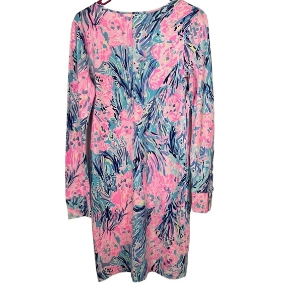 Lilly Pulitzer Davie Pink Blue Printed V-Neck Shift Dress Coastal Resortwear S - Picture 4 of 11